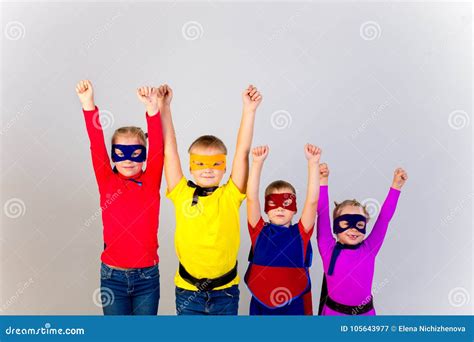 Superheroes Kids Friends Stock Image Image Of Colorful 105643977