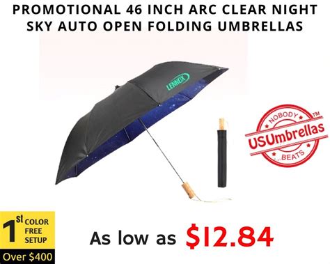Promotional 46 Inch Arc Clear Night Sky Auto Open Folding Umbrellas