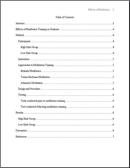 Abstract acknowledgments table of contents list of tables list of figures list of abbreviations list of symbols preface i. APA Style - Sample Papers, 6th and 5th edition | Apa style, Apa table of contents, Apa essay format