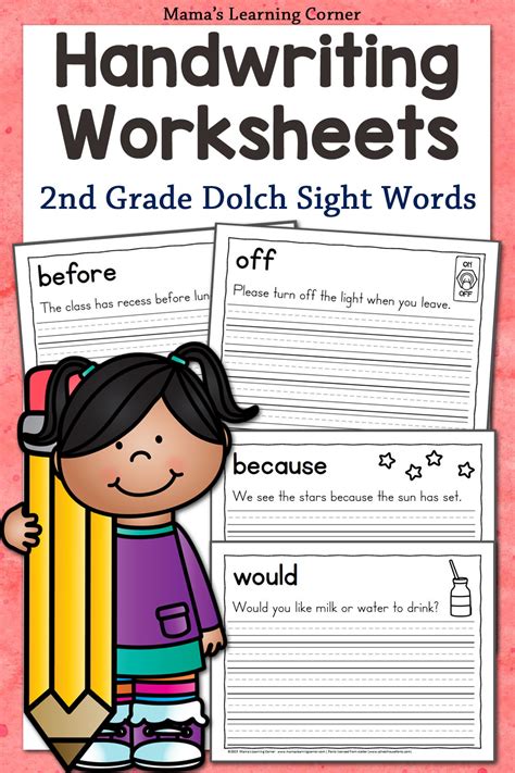 Nd Grade Dolch Sight Words Handwriting Worksheets Mamas Learning Corner