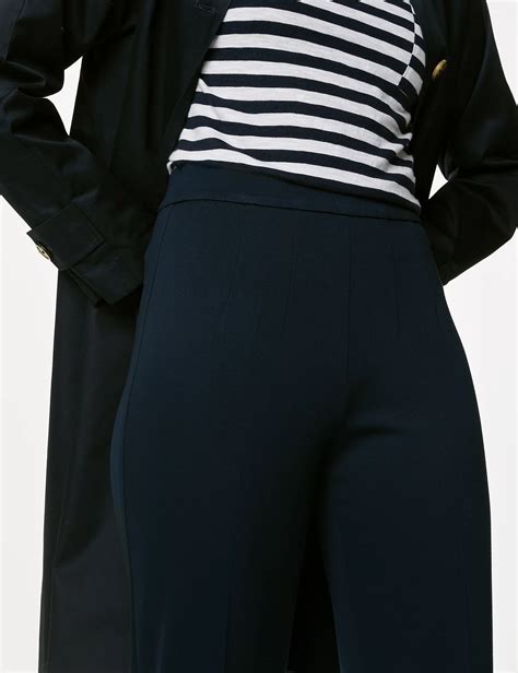 Jersey Straight Leg Trousers With Stretch Mands Us