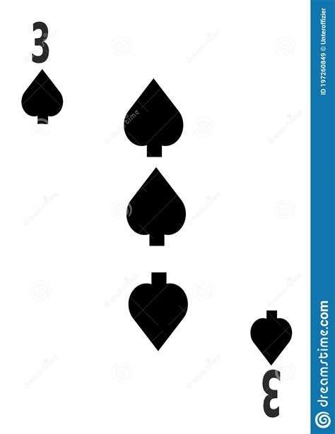 How many spades appear on the ace of spades in a standard deck of cards? The Three Of Spades Card In A Regular 52 Card Poker Playing Deck Stock Illustration ...