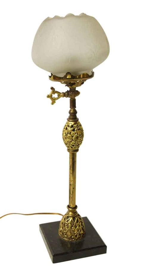 Pretty Ornate Table Lamp With Glass Shade Olde Good Things