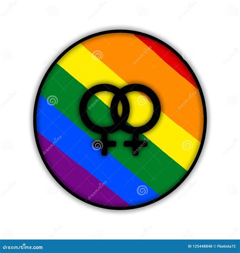 rainbow gay couple pride flag circle symbol of sexual minorities two woman stock illustration