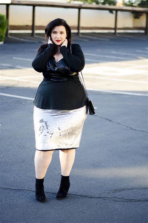 ootd plus size sequin skirt edgy minimalist leather top black and white plus size