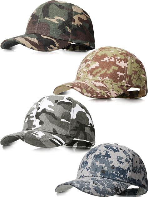 Geyoga 4 Pieces Men Camouflage Baseball Cap Army Military Camo Hat