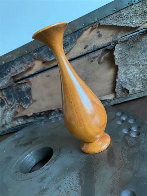 Vintage Hand Turned Wood Bud Vase Single Stem Vase Wood Etsy