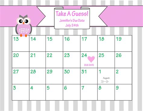 Michelle shares delicious recipes and creative ideas for all seasons, holidays, parties, & disney! Baby Gear Galore: Printable Due Date Calendar // Baby Shower Game // Guess the Date