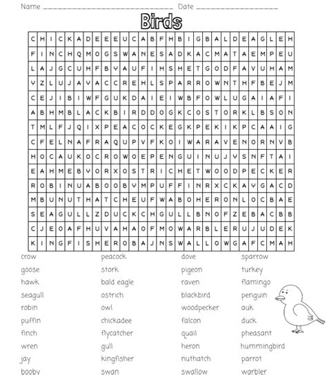 Birds Word Search Made By Teachers