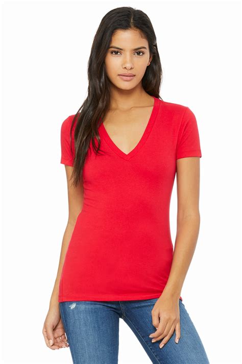 Bellacanvas 6035 Womens Soft Cotton Jersey Deep V Neck Tee Premium