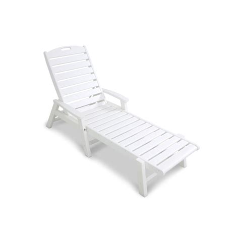 Trex Outdoor Furniture Yacht Club White Hdpe Frame Stationary Chaise Lounge Chairs With Slat
