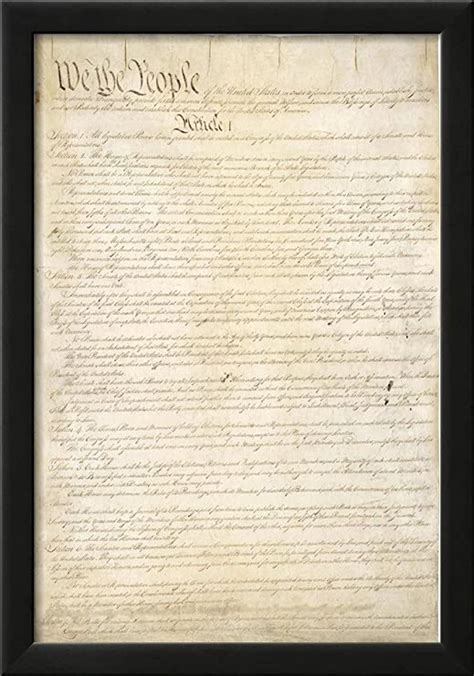 Us Constitution First Page Art Poster Print Framed
