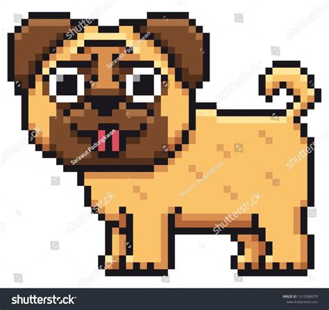 A Pixel Art Pug Dog With Its Tongue Out