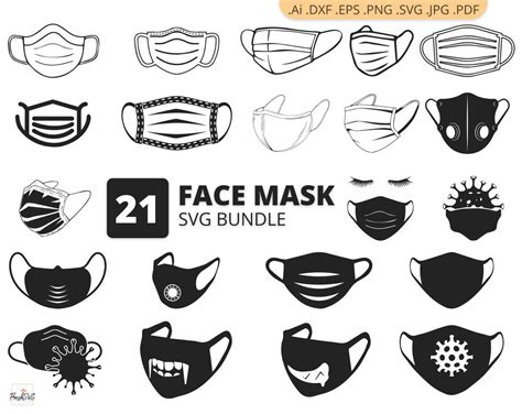 Mask Svg Mask Bundle Svg Mask Silhouette Mask Clipart Etsy