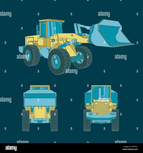 Stylized Vector Illustrations Of Heavy Loader Drawings Stock Vector