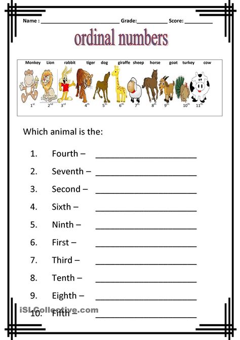 Kindergarten Ordinal Numbers Worksheet Worksheets For Curiosity Quenchers