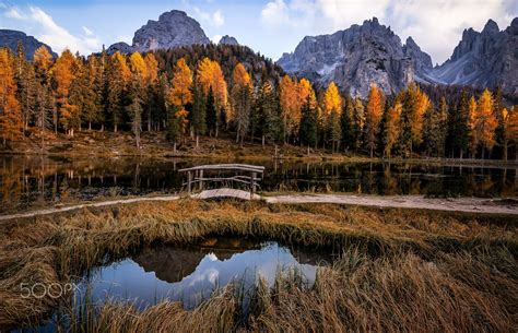 Autumn Colors Lago Dantorno Dolomiti Italy Fall Colors Nature