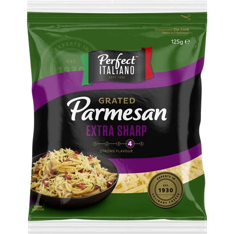 perfect italiano extra sharp grated parmesan 125g woolworths