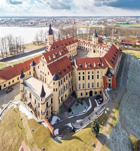 Premium Photo Aerial View Of Medieval Castle In Nesvizh Minsk Region Belarus