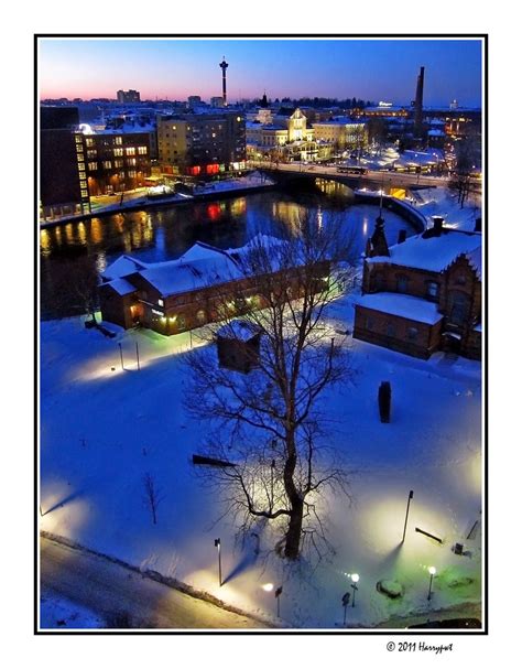 City Before Dark Down Town Tampere Finland In Winter Harry