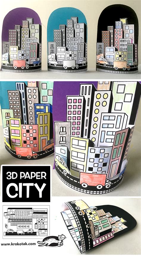 Printable 3d Paper City Buildings Template Printable Templates