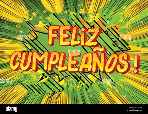 Feliz Cumpleanos Feliz Cumpleaños En Español Vector Estilo Cómic