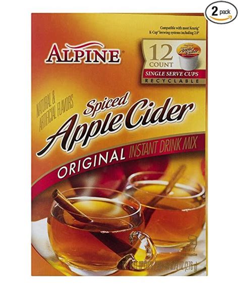 Alpine Original Spiced Apple Cider Instant Drink Mix Single Serve K Cups 12 Ct Pack Of 2