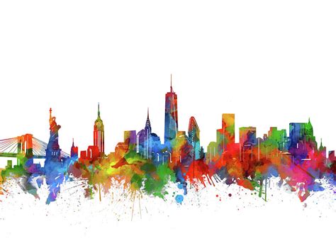 New York Skyline Watercolor Digital Art By Bekim M Pixels