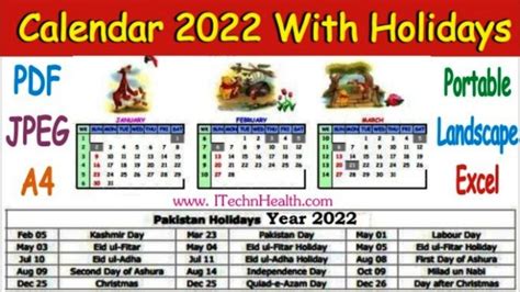 Calendar 2022 With Public Holidays In Pakistan 2022