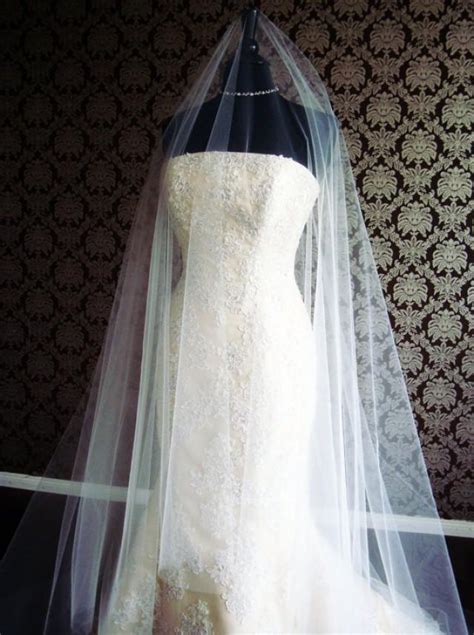 Drop Veil With Long Blusher Cathedral Length Chapel Length Wide Bridal