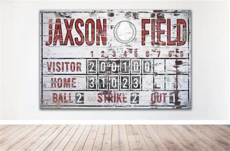 Custom Baseball Scoreboard Sign Vintage Distressed Rustic Etsy In