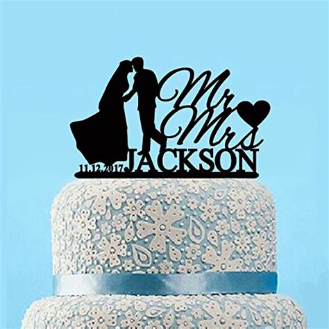 Amazon Bride And Groom Wedding Cake Toppers Mr And Mrs Personalized Name And Date Unique