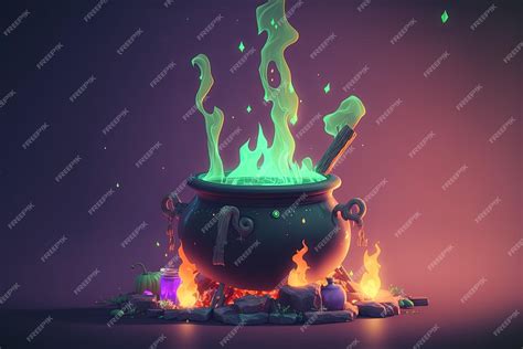 Premium Ai Image Animation Of A Bubbling Cauldron With A Potent Concoction