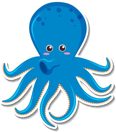 Cute Octopus Cartoon Character Sticker 2811869 Vector Art At Vecteezy