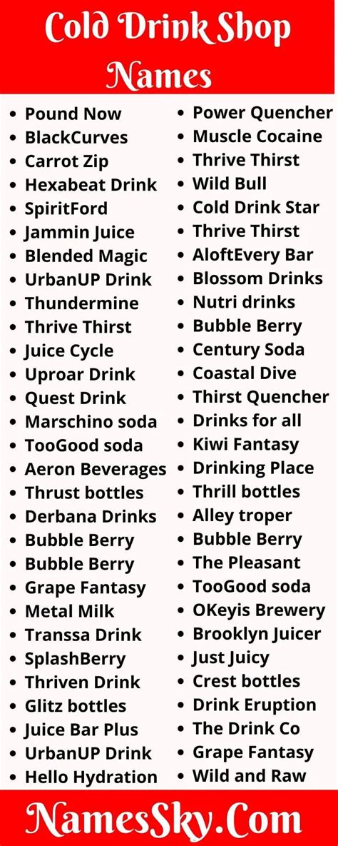 211 Cold Drink Shop Names Ideas List And Suggestions