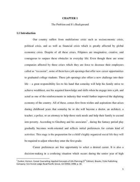 Start to write an improved statement using the common themes. CHAPTER 1 The Problem and It's Background Introduction ...