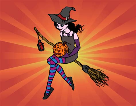 Desenho De Bruxa Do Halloween Pintado E Colorido Por Usuário Não