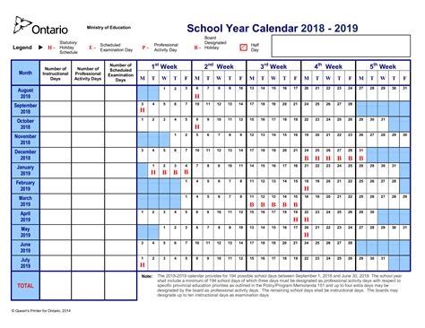 School Year Training Calendar 2018 2019 Templates At