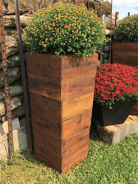 36 Tall Cedar Wood Planter Mocha Patio Planter Rustic Planters