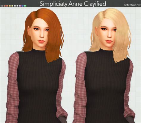 Kot Cat Simpliciaty Anne Hair Clayified Sims Hairs Hot Sex Picture