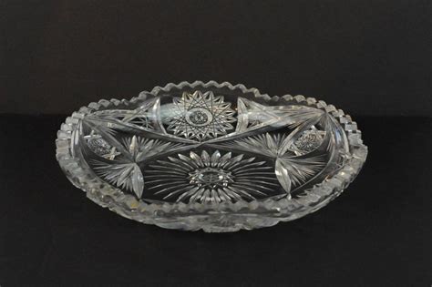 Antique Cut Glass Bowl W Sawtooth Rim
