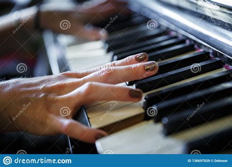 Closeup Of Antique Piano Keys And Wood Grain Stock Image Image Of