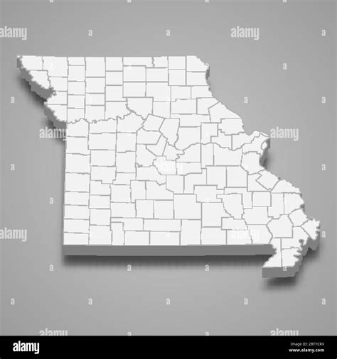 Mapa 3d De Missouri Es Un Estado De Los Estados Unidos Imagen Vector De Stock Alamy