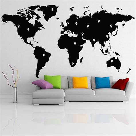 World Map Vinyl Sticker Wall Art Vinyl Of The Decor Decal Label Country