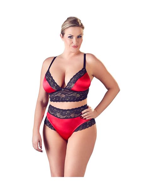 Cottelli Collection Satin Lingerie Set With Lace Xxl