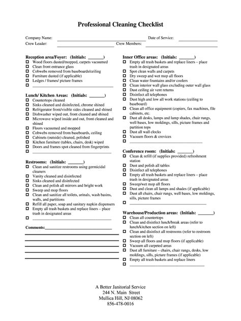 Janitorial Checklist Fill Online Printable Fillable Blank Pdffiller