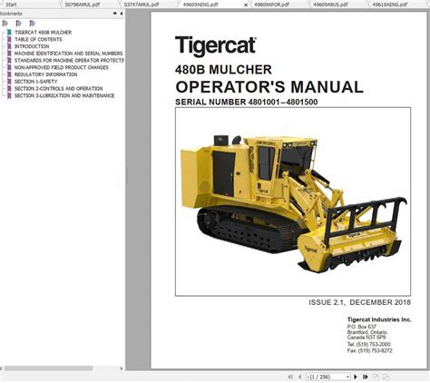Tigercat Mulcher 480B 4801001 4801500 Operator And Service Manual