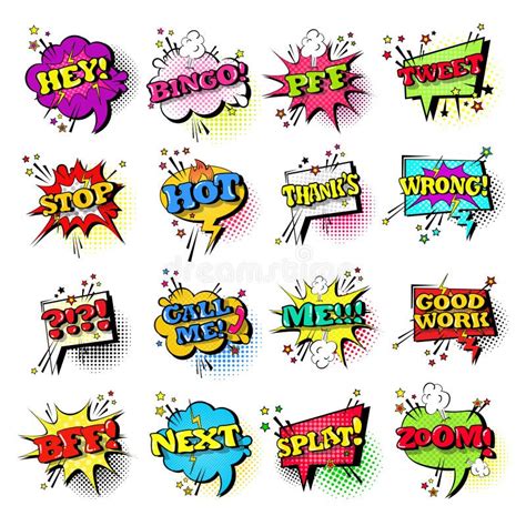Comic Speech Chat Bubble Set Pop Art Style Sound Expression Text Icons