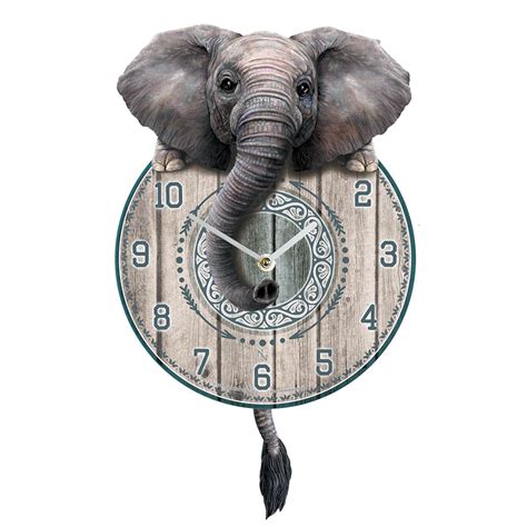 Tickin Animal Shaped Picture Wall Clock Swinging Tail Pendulum Battery