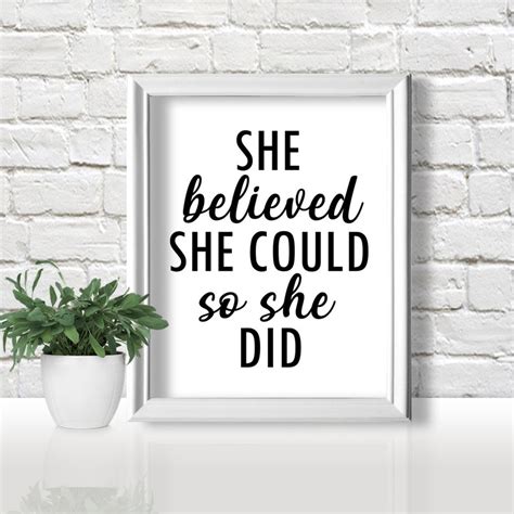 She Believed She Could So She Did Printable Sign Nursery Wall Etsy
